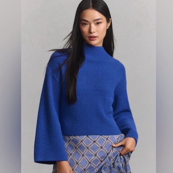 Anthropologie Sweaters - NWT Anthropologie The Katey Mock-Neck Bell-Sleeve Sweater by Maeve - Size XL 🗝️